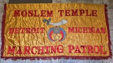Vtg Moslem Temple Detroit MI. Marchers Shriners Parade Banner Flag Free Shpn picture