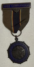 1940s Antique Old Vintage American Legion Commander Badge Medal Pin Ribbon picture