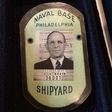 WWII Philadelphia Naval Base Shipyard ID Badge Photo Thumbprint 1943 Navy Yard picture