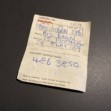 1980 Vintage Harrods Ltd Paper Repair Receipt Ephemera picture