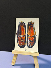 ACEO Original OOAK Old Shoes Mary Jane’s Painting picture
