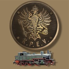 Antique K.P.E.V. Prussian Railway Brass Locomotive Plaque 1883 Pattern picture
