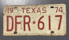 Vintage Texas 1974 License Plate Tag DFR-617 Weathered License Plate picture