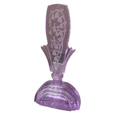 Vintage Czech Art Deco Neodymium Alexandrite Glass Perfume Bottle Lily of Valley picture