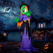 12 Ft Tall Halloween Inflatables Witch Outdoor Decorations, with Build-In LED Li picture