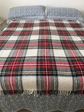 Vintage Highland Home Industries Red Plaid Wool Throw  Blanket 54x59 picture