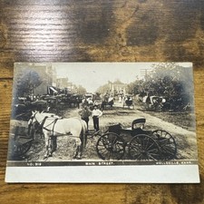 Antique Wellsville Kansas Main Street Photo Postcard Horse Buggy RPPC KS picture