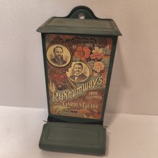 Vintage Green Tin Match Holder Advertising RH Shumways Garden Guide Illustrated picture