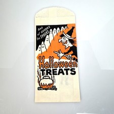 Vintage/Antique c. 1950s Halloween Trick or Treat Paper Bag Witch Ghosts Rare picture