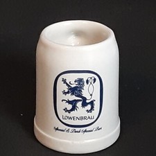 Vtg Lowenbrau Special Beer Shot Glass Mini Stoneware Mug Stein 2 3/8