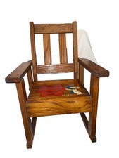 Cute Rare Wood Oak Child’s Rocking Chair Snoopy Red Baron Peanuts Hand Painted picture