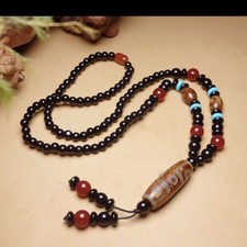 Tibetan Three-eye Nine-eye Dzi Bead Agate Necklace, Buddha Bead Bracelet picture