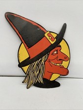 Vtg 1960's-70’s H. E. LUHRS BEISTLE Halloween Witch Moon Embossed picture