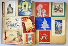 Vintage 1936 - 1943 Scrapbook Album Christmas Cards & Mixed Lot 150+ Cards VGC picture