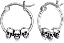 Halloween Gothic Spooky Skull Skeleton Hoop Earrings - Retro Punk Drop Dangle Ea picture