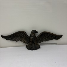 17” Black Cast Metal American Bald Eagle Wall Plaque Spread Wing Exterior Decor picture