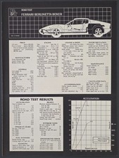 1975 Original MAGAZINE PRINT Ferrari Berlinetta Boxer Road test & Specifications picture