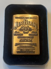 NEW / UNUSED Vintage 1998 Jim Beam Whiskey Brass Lighter and case August XIV picture