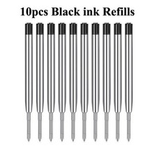 10Pc Ballpoint Pen Refills Black Ink 1mm Medium Tip Parker Style picture