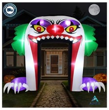 Giant Inflatable Halloween Clown Arch 10 FT Outdoor Yard Decoration LED Lighted picture