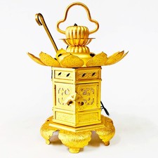 Japanese Hanging Golden Tsuridoro Lantern Lamp Buddhist Temple Craft Garden JAP picture