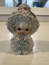 Vintage Lefton Snow Baby Figurine Sugared Holly Christmas Japan 3” MCM picture