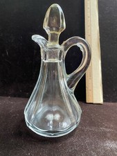 Vintage Crystal Glass Vinegar Bottle & Glass Cork Lid~Glass Oil Bottle With Lid picture