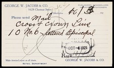 1921 George W. Jacobs & Co Philadelphia PA Bookseller Business Postcard picture