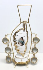 Vintage F D Chauvigny France Porcelain Decanter Napoleon Holder Shot Cups Rare picture