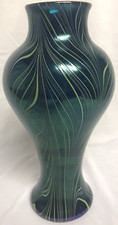 Orient & Flume Blue Green Art Glass Vase Signed picture
