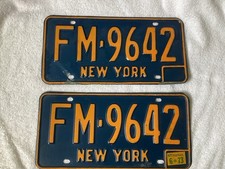 Vintage 1973 New York License Plate Set Tag FM 9642  picture