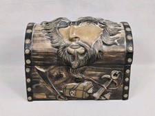 Vntg *RARE* Large-Headed Wooden Pirate Treasure Chest Handmade in Peru 8.5