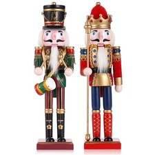 2 Pcs Wooden Nutcracker Soldiers - 30CM Festive Decor for Christmas Tree & Firep picture