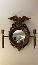 Vintage Syroco Federal  Eagle Convex Wall Mirror with faux candle lamp sconces picture