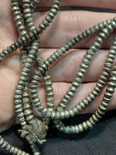 Vintage Silver Heishi Ethiopian Beads African White Metal 21/22in Strands Lot 5 picture