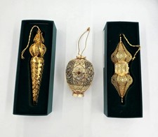 Lot of 3 Vintage Baldwin Brass 24KT Gold Ornaments Russian Spire Icicle Lantern picture