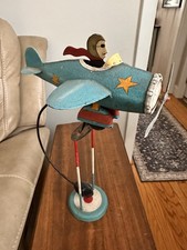 Title  Vintage JATI Indonesia Metal Airplane Aviator 17” Kinetic Pendulum picture