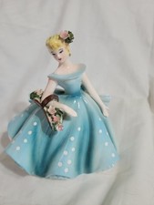 Vntg Lefton Planter Girl w/Flower Basket 7