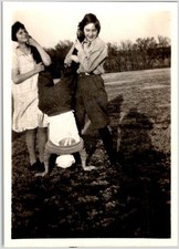 Late 1920s Snapshot Women Headstand in Drop-Waist & Knickers - Sepia Photograph picture