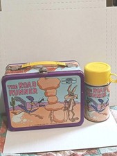 Vintage 1973 The Roadrunner Metal Lunchbox + Metal Thetmos picture
