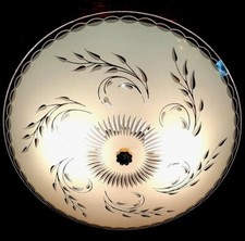 Vintage 1960's-70's MCM Retro Wheat Designer Round Glass Shade Light Fixture picture