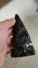 Black Obsidian Spearhead, Obsidian Arrow, Black Obsidian, 5.5 Inches  picture