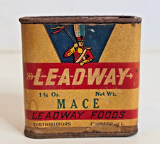 Hard to Find Vintage 1930's Leadway Mace Spice Cardboard Tin Chicago picture