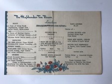 The Highlander Tea Room Luncheon Menu c1950’s Sandwiches Salads Desserts picture