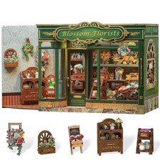 Cutefun Book Nook Kit Blossom Florists 3D Wooden Bookend LED Light Creative Gift picture