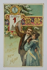 A Happy New Year Antique Tuck's Post Card Saint Johnsbury, VT 1915 Washington 1c picture