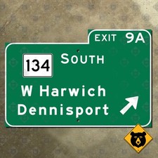 Massachusetts US 6 Mid-Cape Highway exit 9A road sign W Harwich Dennisport 15x10 picture