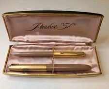 Vintage PARKER 51 PEN & PENCIL SET 1/10 12K GOLD FILLED CAP with Case picture