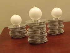 Signed - Rare - 3 Brushed Steel Candle Holders - Artist Avedis Baghsarian picture