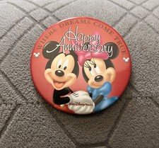 Vintage Walt Disney World Happy Anniversary Button Pin 3